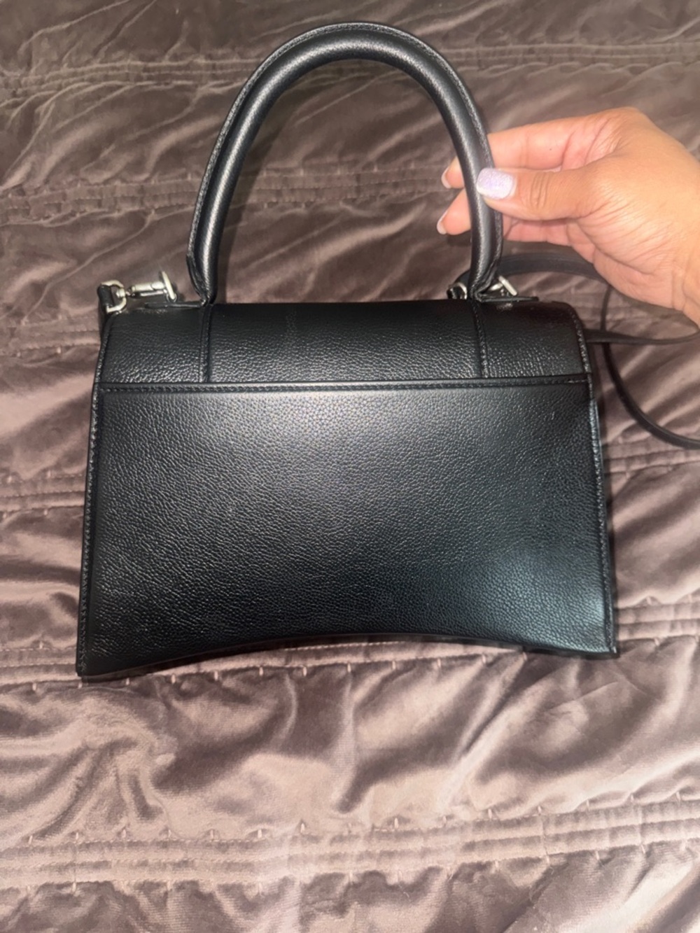 Balenciaga authentic Black Leather hourglass BB-Accent Top-Handle bag - Picture 7 of 11